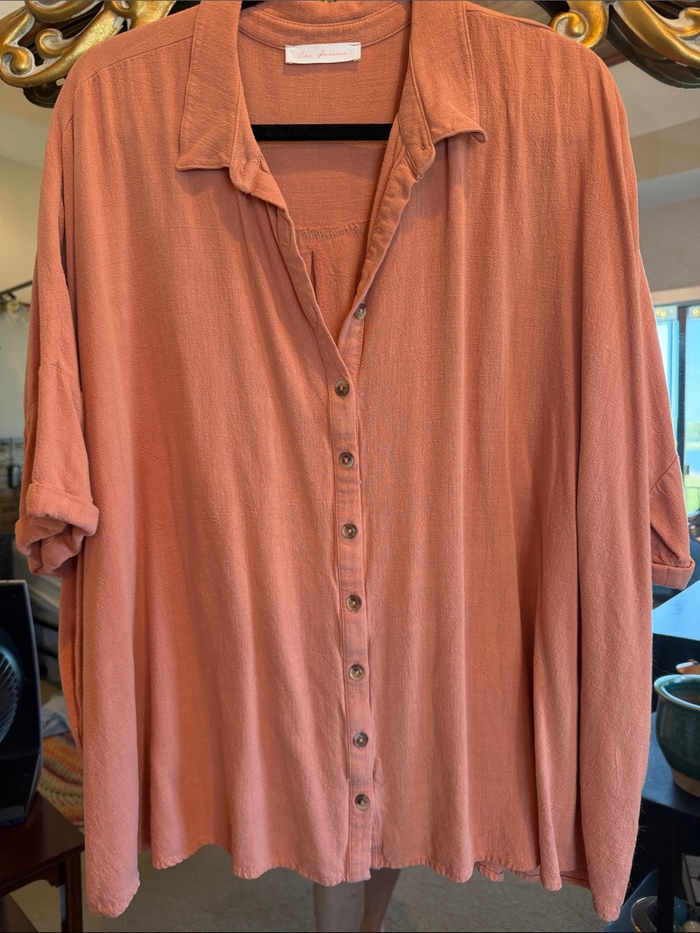 Ces Femme Dusty Coral Button-Down Shirt